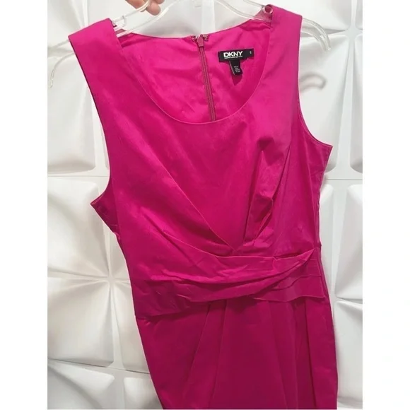 DKNY Donna Karan New York Sz 6 Stretch SILK Pink Ruched Sheath Formal Dress Pink - Picture 4 of 6